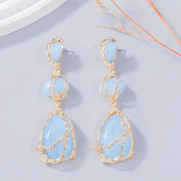 Boho Jewlery  Teardrop Texture Bohemian  Earrings, - Picture 4 of 5